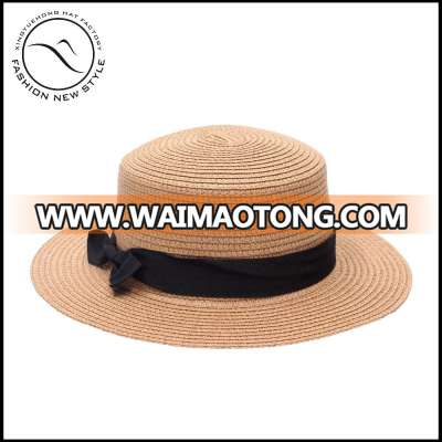 summer simple natural paper boater hat with bowknot