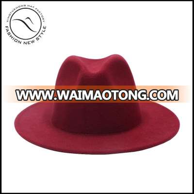 winter plain dyed wool felt fedora hat without decoration