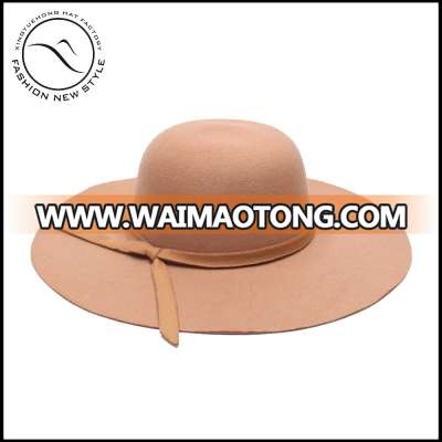 winter wool felt wide brim floppy bowler hat with rope